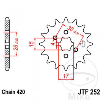 Ritzel 15Z Teilung 420 grobverzahnt 6 Innendurchmesser 15/17
