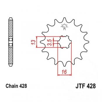Ritzel 15Z Teilung 428 grobverzahnt 3.5 Innendurchmesser 13/16