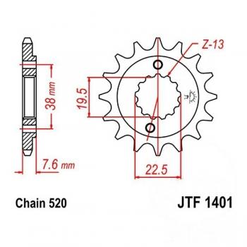 Ritzel 15Z Teilung 520 feinverzahnt Innendurchmesser 19.5/22
