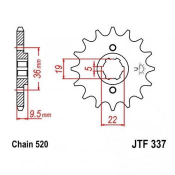 Ritzel 15Z Teilung 520 grobverzahnt 6 Innendurchmesser 19/22