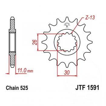 Ritzel 15Z Teilung 525 feinverzahnt Innendurchmesser 26/30