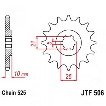 Ritzel 15Z Teilung 525 grobverzahnt 5 Innendurchmesser 21/25