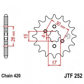 Ritzel 16Z Teilung 420 grobverzahnt 6 Innendurchmesser 15/17
