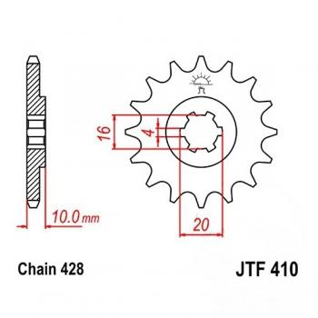 Ritzel 16Z Teilung 428 grobverzahnt 6 Innendurchmesser 16/20