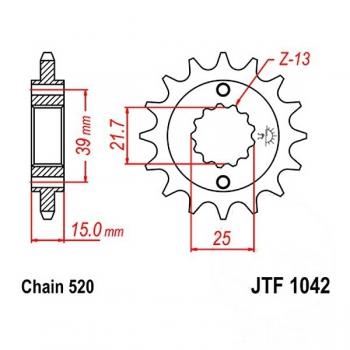 Ritzel 16Z Teilung 520 feinverzahnt Innendurchmesser 21.4/25