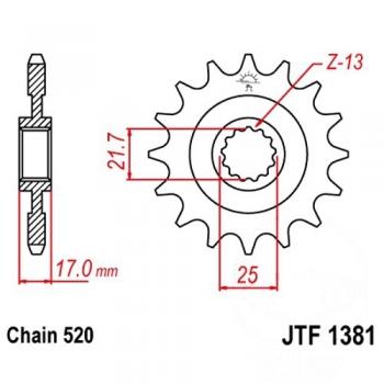 Ritzel 16Z Teilung 520 feinverzahnt Innendurchmesser 21.7/25