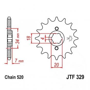 Ritzel 16Z Teilung 520 grobverzahnt 4 Innendurchmesser 18/20