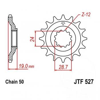 Ritzel 16Z Teilung 530 feinverzahnt Innendurchmesser 24/28.5