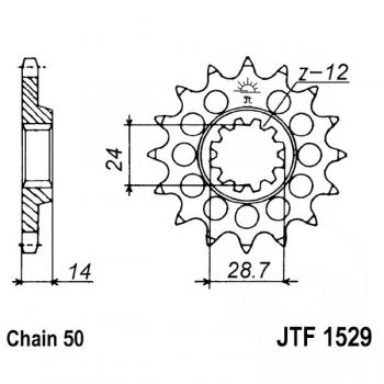 Ritzel 16Z Teilung 530 feinverzahnt Innendurchmesser 24/28.7