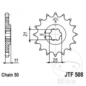 Ritzel 16Z Teilung 530 grobverzahnt 6 Innendurchmesser 21/25