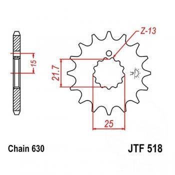 Ritzel 16Z Teilung 630 feinverzahnt Innendurchmesser 21.6/25