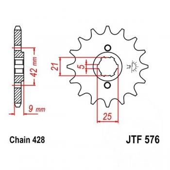 Ritzel 17Z Teilung 428 grobverzahnt 5 Innendurchmesser 21/25