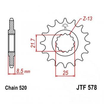 Ritzel 17Z Teilung 520 feinverzahnt Innendurchmesser 21.6/25