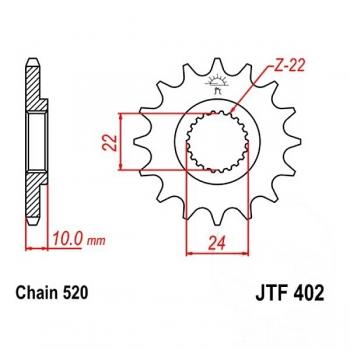 Ritzel 17Z Teilung 520 feinverzahnt Innendurchmesser 22/24