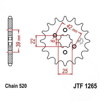 Ritzel 17Z Teilung 520 grobverzahnt 6 Innendurchmesser 22/25