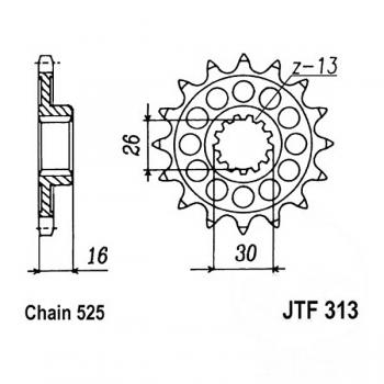 Ritzel 17Z Teilung 525 feinverzahnt Innendurchmesser 26/30