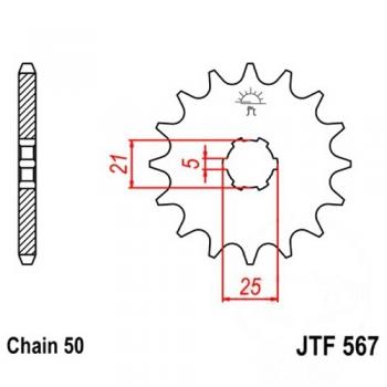 Ritzel 18Z Teilung 530 grobverzahnt 6 Innendurchmesser 21/25