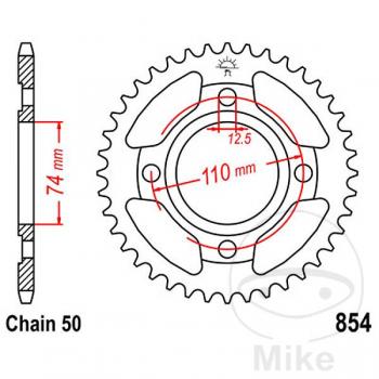 Kettenrad 37Z Teilung 530 Innendurchmesser 074 Lochkreis 110