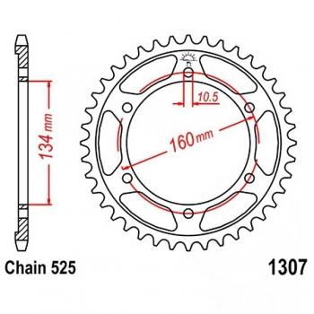 Kettenrad 44Z Teilung 525 Innendurchmesser 134 Lochkreis 160