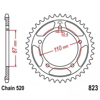 Kettenrad 45Z Teilung 520 Innendurchmesser 087 Lochkreis 110