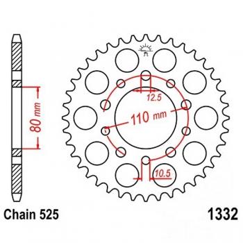 Kettenrad 47Z Teilung 525 Innendurchmesser 080 Lochkreis 110