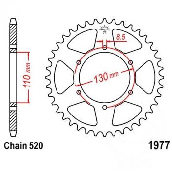 Kettenrad 48Z Teilung 520 Innendurchmesser 110 Lochkreis 130