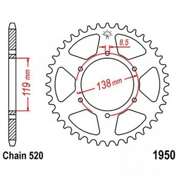 Kettenrad 48Z Teilung 520 Innendurchmesser 119 Lochkreis 138