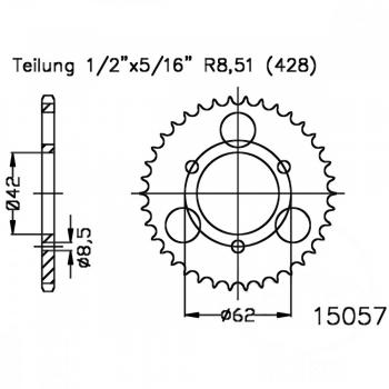 Kettenrad 32Z Teilung 428 schwarz Innendurchmesser 042 Lochkreis 062