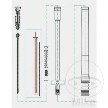 Kolbenstange für Gabel, Zugstufe Kayaba 110340003901