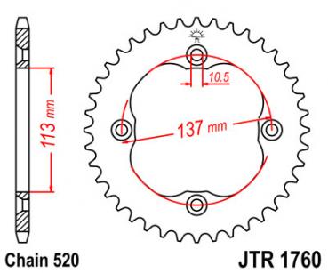 JT REAR STEEL SPROCKET 1760 36 TEETH