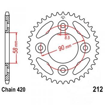 Kettenrad Stahl Teilung 420, Zähne 35