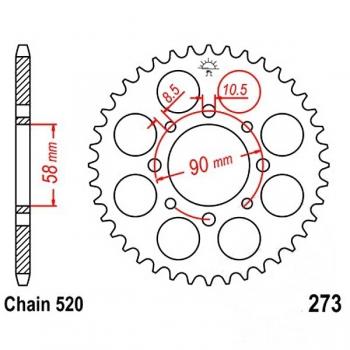 Kettenrad Stahl Teilung 520, Zähne 41