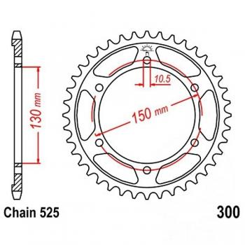 Kettenrad Stahl Teilung 525, Zähne 49