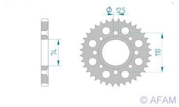 Kettenrad Stahl Teilung 530, Zähne 33