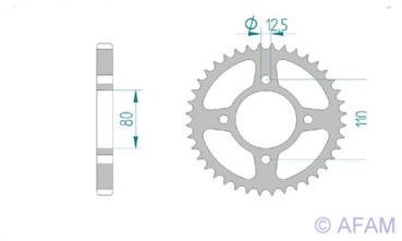 Kettenrad Stahl Teilung 530, Zähne 40