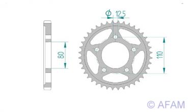 Kettenrad Stahl Teilung 530, Zähne 44