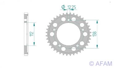 AFAM Kettenrad Alu Teilung 525, Zähne 44