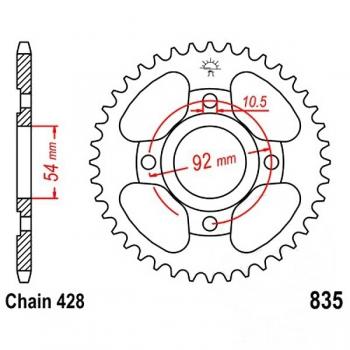 Kettenrad Stahl Teilung 428, Zähne 46