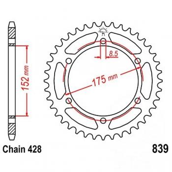 Kettenrad Stahl Teilung 428, Zähne 57