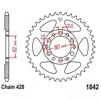 Kettenrad Stahl Teilung 428, Zähne 51