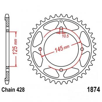 Kettenrad Stahl Teilung 428, Zähne 59