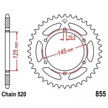 Kettenrad Stahl Teilung 520, Zähne 47