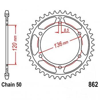 Kettenrad Stahl Teilung 530, Zähne 38