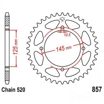 Kettenrad Stahl Teilung 520, Zähne 45