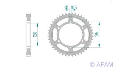 Kettenrad Stahl Teilung 530, Zähne 44