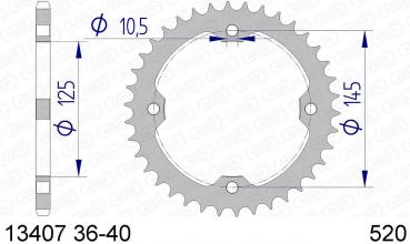 AFAM Kettenrad Alu Teilung 520, Zähne 36