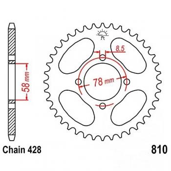 Kettenrad Stahl Teilung 428, Zähne 47