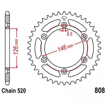 Kettenrad Stahl Teilung 520, Zähne 43