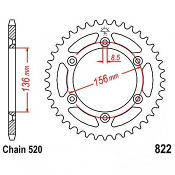 Kettenrad Stahl Teilung 520, Zähne 41