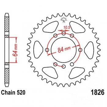 Kettenrad Stahl Teilung 520, Zähne 40